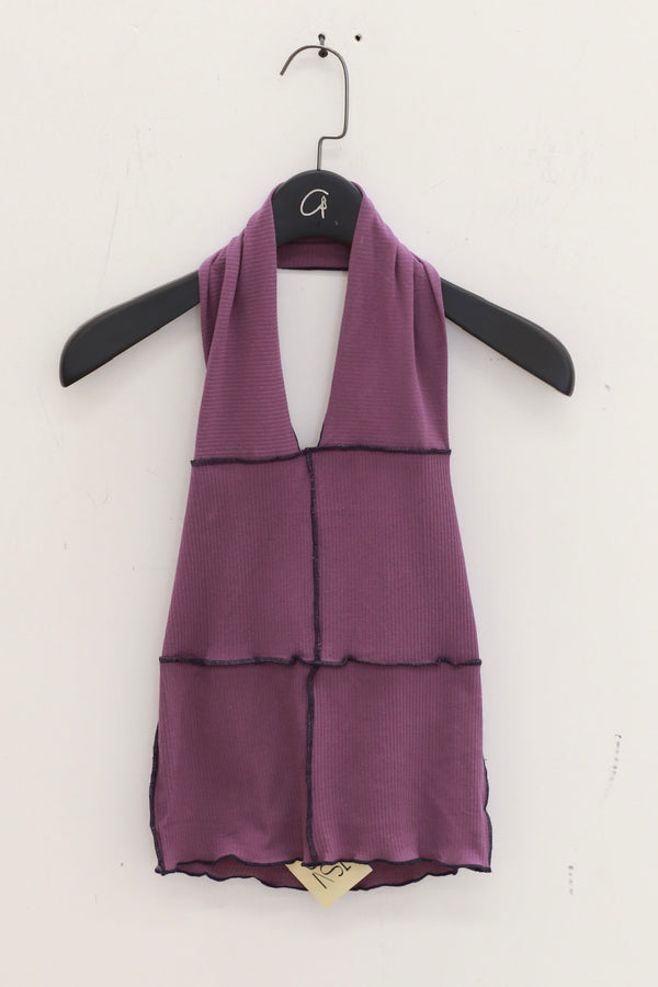 BASERANGE Portuguese organic cotton halter top BAS-TTCH-CR-AU25-VENET PURPLE